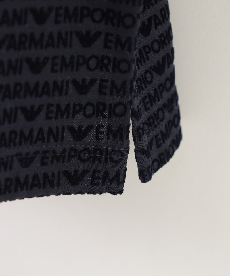 EMPORIO ARMANI オールオーバーフロックロゴリヨセル混紡ASVポロシャツ