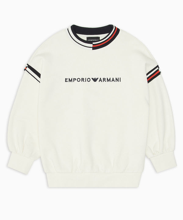 EMPORIO ARMANI ロゴ＆コントラストディテールフレンチテリーオーバーサイズスウェット