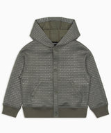 EMPORIO ARMANIスナップボタン＆オールオーバーロゴレタリングフード付きオーバーサイズフィットスウェット