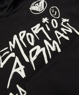 EMPORIO ARMANI グラフィティロゴプリントEAクルーフード付きスウェット