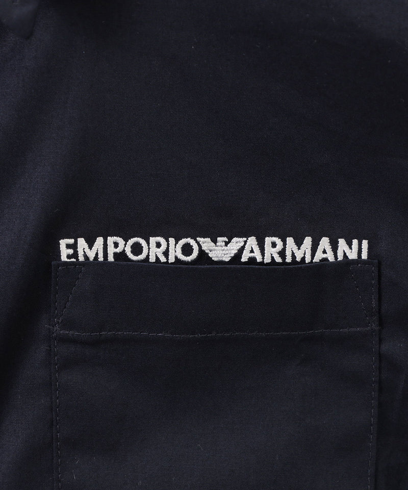 EMPORIO ARMANI ポケット＆ロゴ刺繍ストレッチコットンシャツ