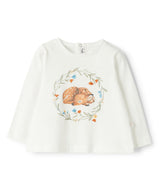 IL GUFO BABY&KIDS フラワーアップリケ付きプリントカットソー