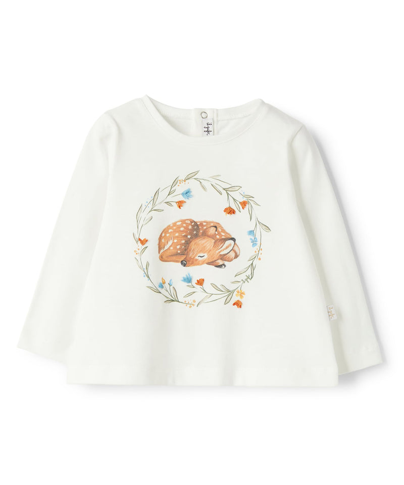 IL GUFO BABY&KIDS フラワーアップリケ付きプリントカットソー