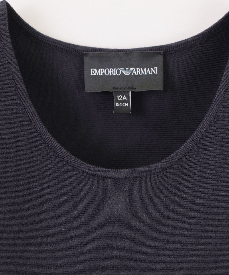 EMPORIO ARMANI レザーカット ニット製フレアドレス５